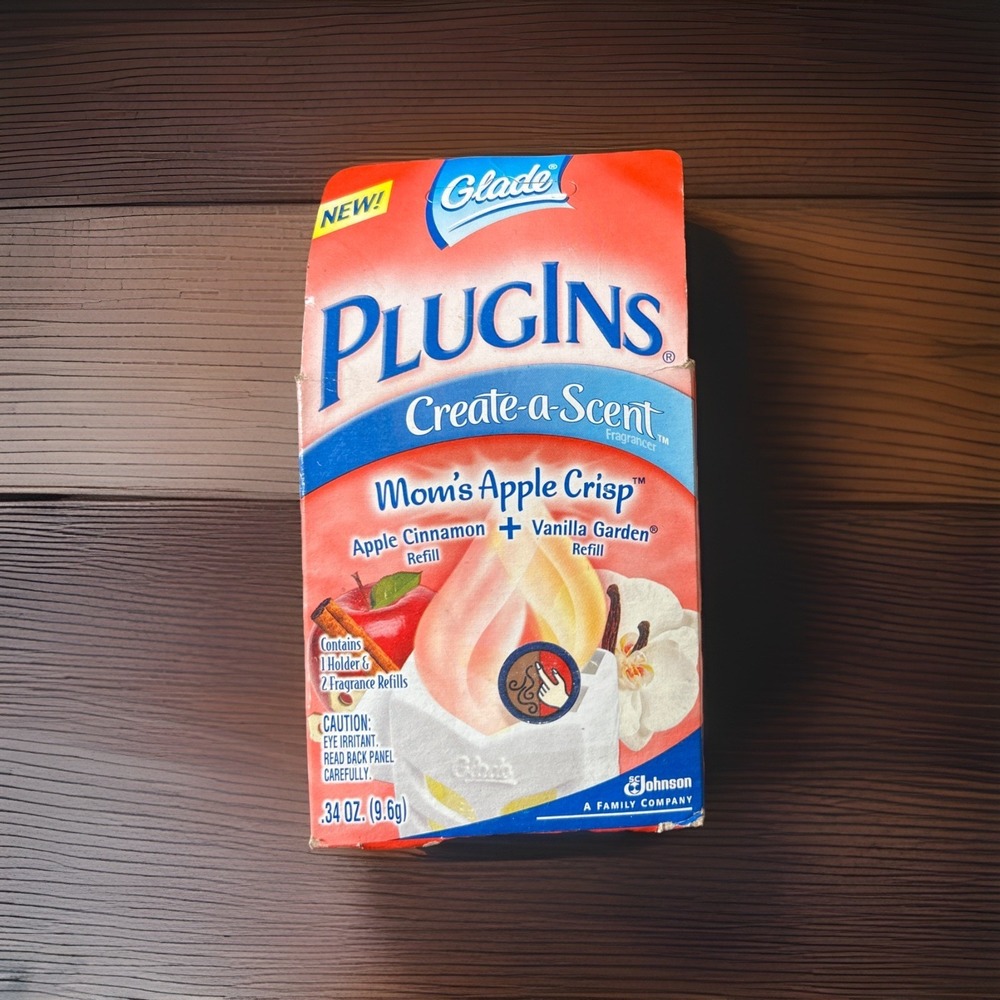 Glade PlugIns Create A Scent Moms Apple Crisp 1 Holder 2 Refills Vintage Open